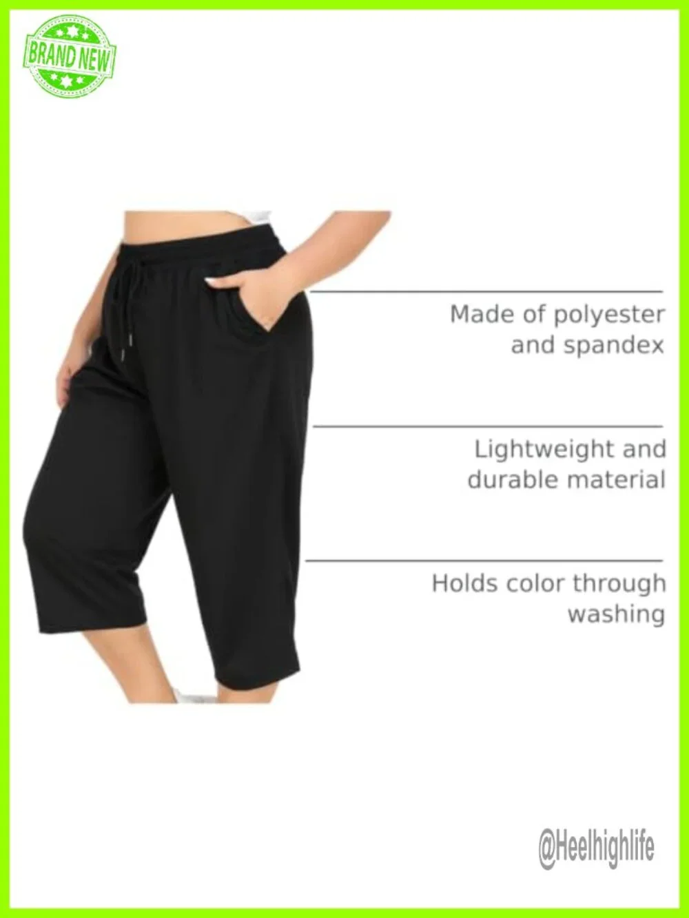 Plus Size Capri Yoga Pants with Pockets Loose Fit Women's Activewear Sweatpants